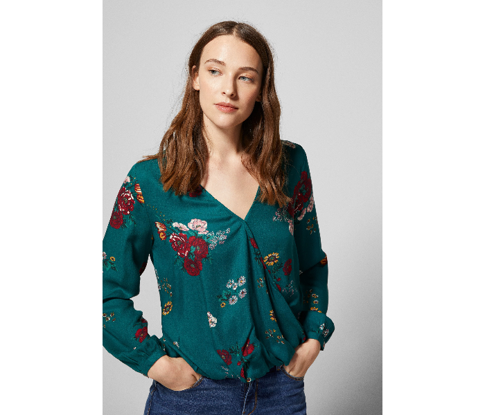 Springfield SS19 Long Sleeve Floral Blouse EU 42 For Women - Dark Green - Zoom Image 2