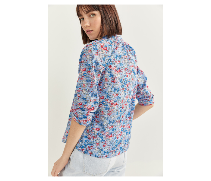 Springfield SS20 Long Sleeve Floral Blouse With Button Closure EU 36 For Women - Blue - Zoom Image 3