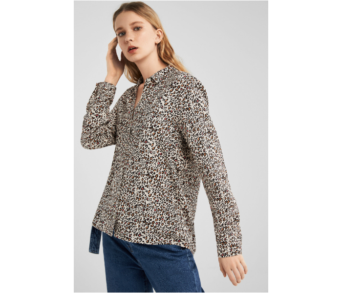 Springfield AW19 Long Sleeve Printed Blouse EU 38 For Women - Light Khaki - Zoom Image 4