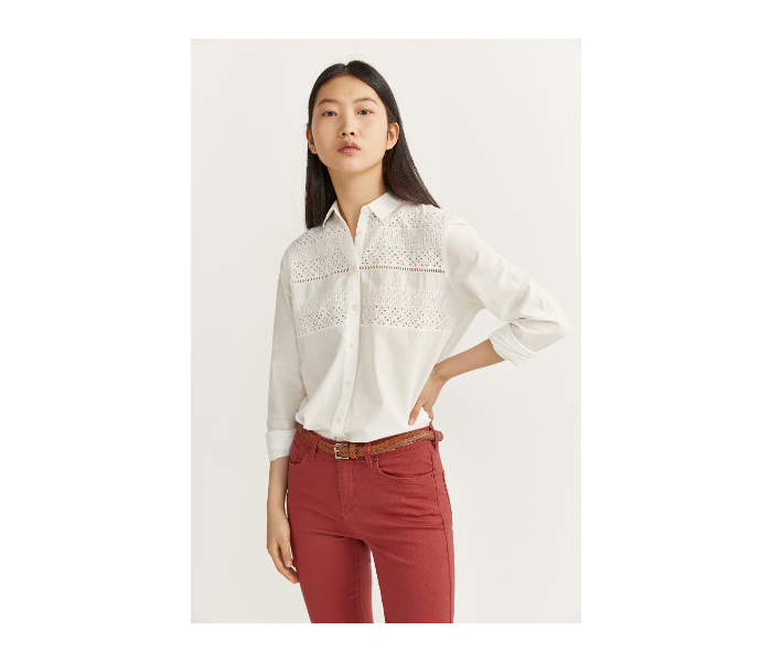 Springfield SS20 Embroidered Shirt EU 34 For Women - Light Cream - Zoom Image 1