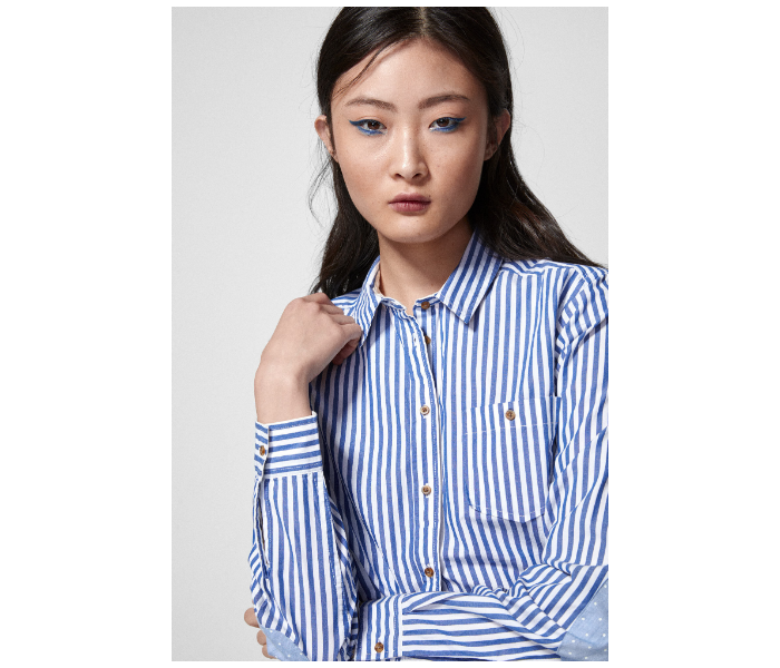 Springfield SS19 Long Sleeve Striped Blouse EU 38 For Women - Blue and White - Zoom Image 4