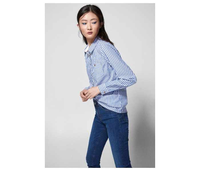 Springfield SS19 Long Sleeve Striped Blouse EU 42 For Women - Blue and White - Zoom Image 1