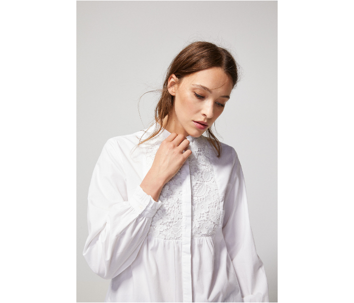 Springfield AW18 Long Sleeve Plain Blouse EU 36 For Women - White - Zoom Image 3