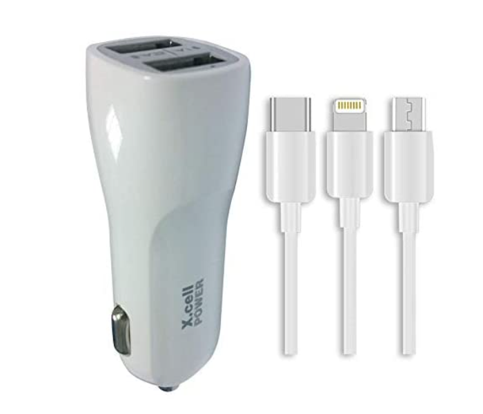 Xcell XLCC101MLC Car Charger with Micro USB Cable - White - Zoom Image