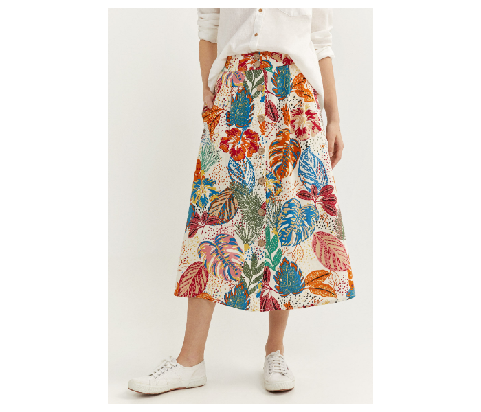 Springfield SS20 Printed Midi Skirt EU 42 For Women - Ivory - Zoom Image 2