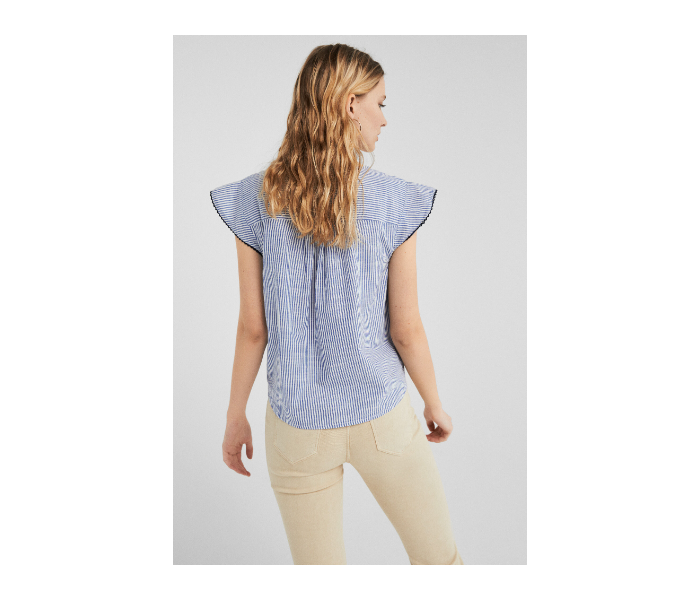 Springfield SS19 Design Short Sleeve Blouse EU 36 For Women - Light Indigo - Zoom Image 3