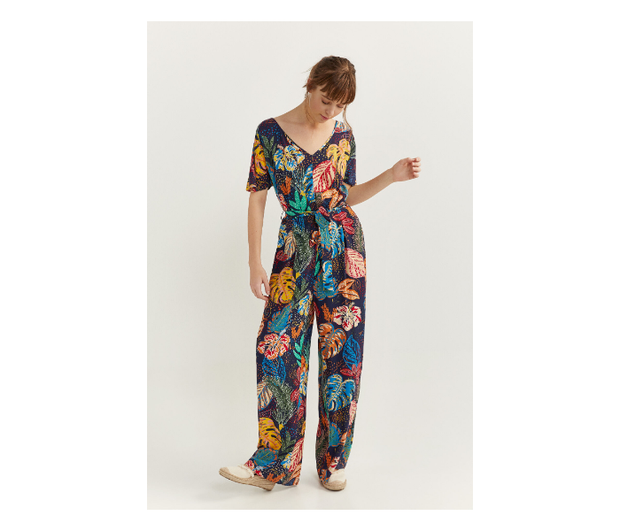 Springfield SS20 Printed Jumpsuit EU 40 For Women - Blue and Yellow - Zoom Image 1