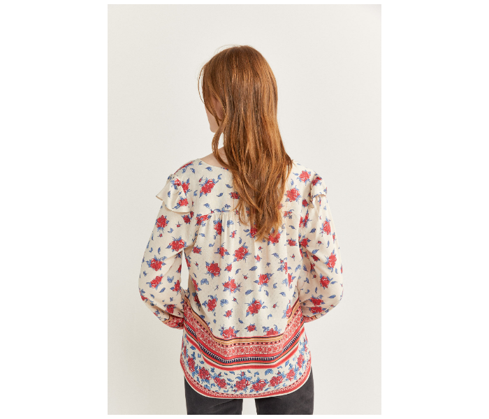 Springfield Regular Fit Long Sleeve Floral Blouse EU 40 For Women - Beige And Red - Zoom Image 4