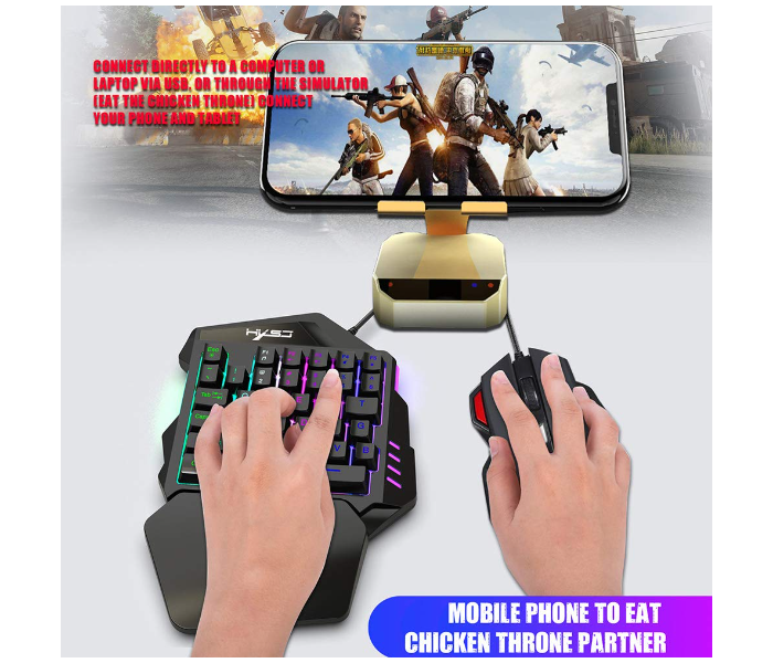 35 Keys One Handed Gaming Keyboard with USB Wired for PUBG - Black - Zoom Image 6