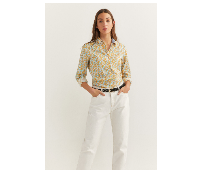 Springfield SS20 Long Sleeve Floral Blouse With Button Closure EU 34 For Women - Yellow and Green - Zoom Image 1