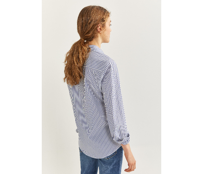 Springfield SS20 Long Sleeve Striped Shirt EU 36 For Women - Blue and White - Zoom Image 4