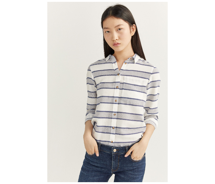 Springfield SS20 Long Sleeve Striped Shirt EU 36 For Women - White and Blue - Zoom Image 3