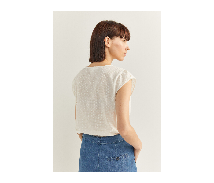 Springfield SS20 Plain Short Sleeve Blouse EU 34 For Women - White - Zoom Image 4