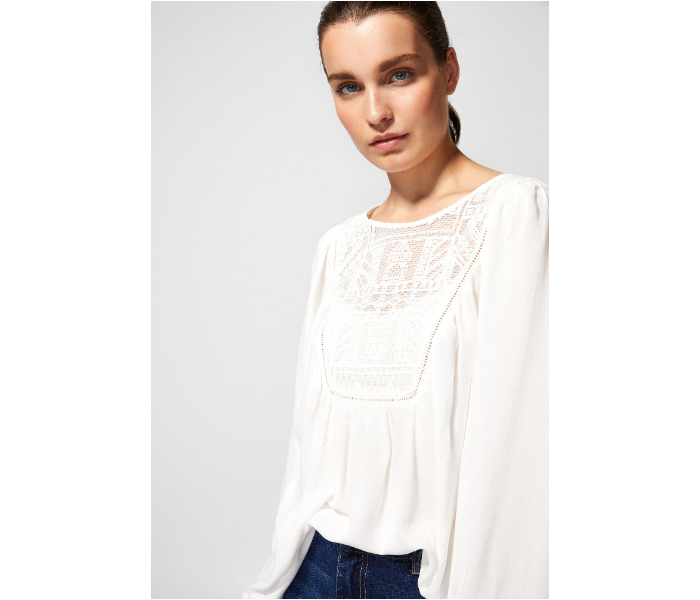 Springfield AW18 Long Sleeve Printed Blouse EU 40 For Women - White - Zoom Image 2