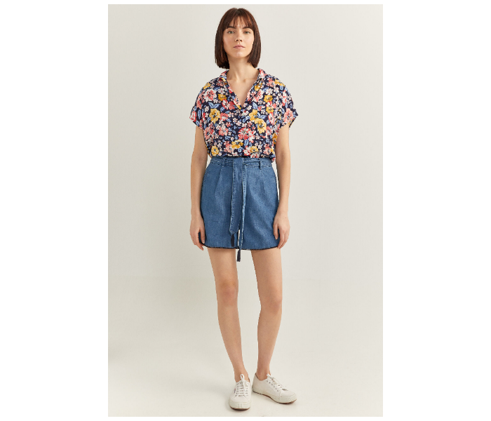 Springfield SS20 Floral Short Sleeve Blouse EU 38 For Women - Blue and Yellow - Zoom Image 2