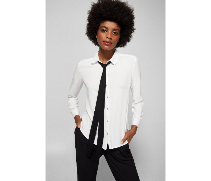 Springfield AW18 Long Sleeve Plain Blouse EU 40 For Women -White - Zoom Image 1