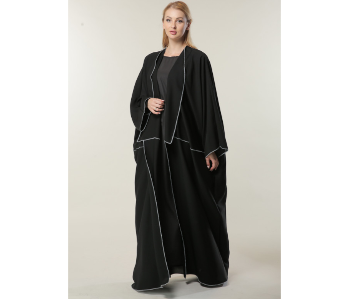 Moistreet Medium Black Loose Fit open Abaya - Black - Zoom Image 1