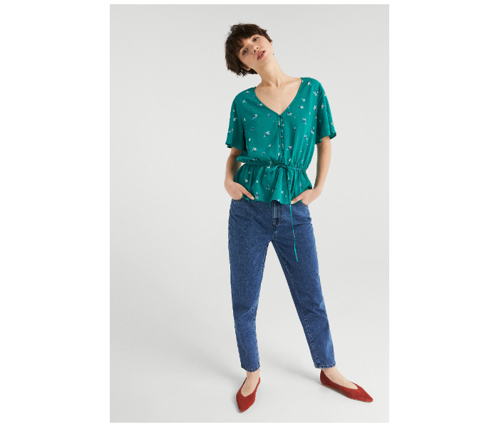 Springfield SS19 Floral Short Sleeve Blouse EU 38 For Women - Green - Zoom Image 3