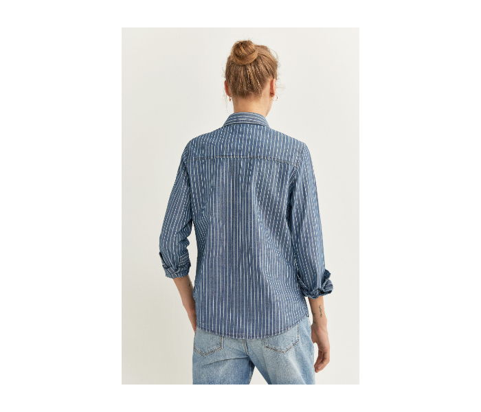 Springfield SS20 Striped Denim Shirt EU 42 For Women - Medium Blue - Zoom Image 4