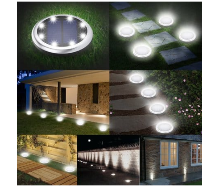 Jongo 8 LED Solar Powered Disk Lights Outdoor Solar Garden Light Waterproof Landscape Lighting Bright in-Ground Lights  - Warm White - Zoom Image 1