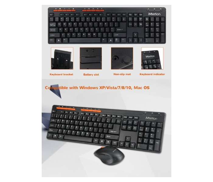 Zoom MeeTion Pubg 4100 2 in 1 Wireless Keyboard Mouse combo Gaming Kit - Black - Zoom Image 5