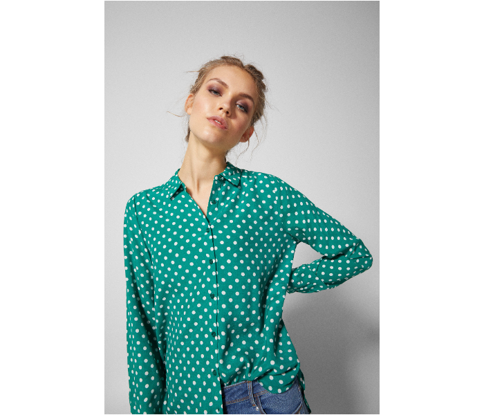 Springfield SS19 Long Sleeve Polka Dotted Blouse EU 38 For Women - Green - Zoom Image 1