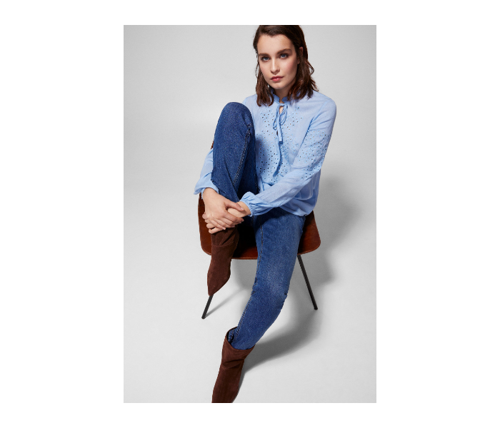 Springfield SS19 Long Sleeve Plain Blouse EU 36 For Women - Blue - Zoom Image 1