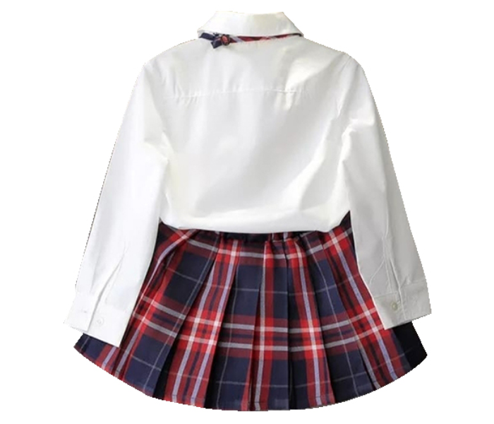 Little Wings 6 Year School Girl Skirt and Bow-Tie Dress - White and Maroon - Zoom Image 3