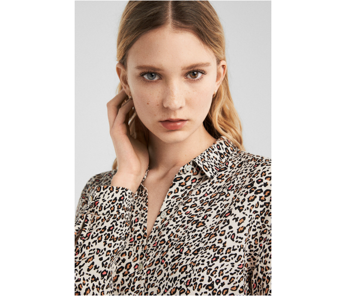 Springfield AW19 Long Sleeve Printed Blouse EU 36 For Women - Light Khaki - Zoom Image 4