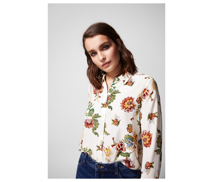 Springfield SS19 Long Sleeve Floral Blouse EU 38 For Women - Light Cream - Zoom Image 3