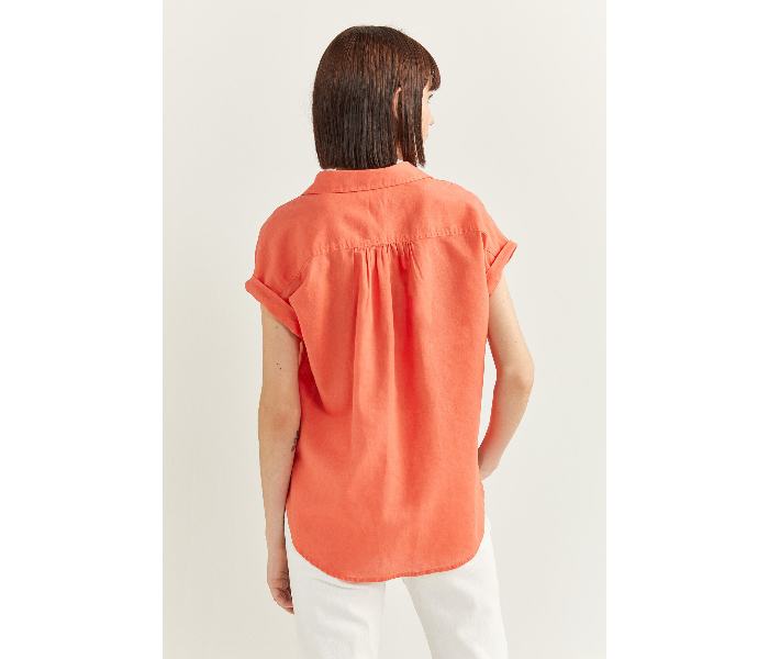 Springfield SS20 Plain Short Sleeve Blouse EU 42 For Women - Orange - Zoom Image 4