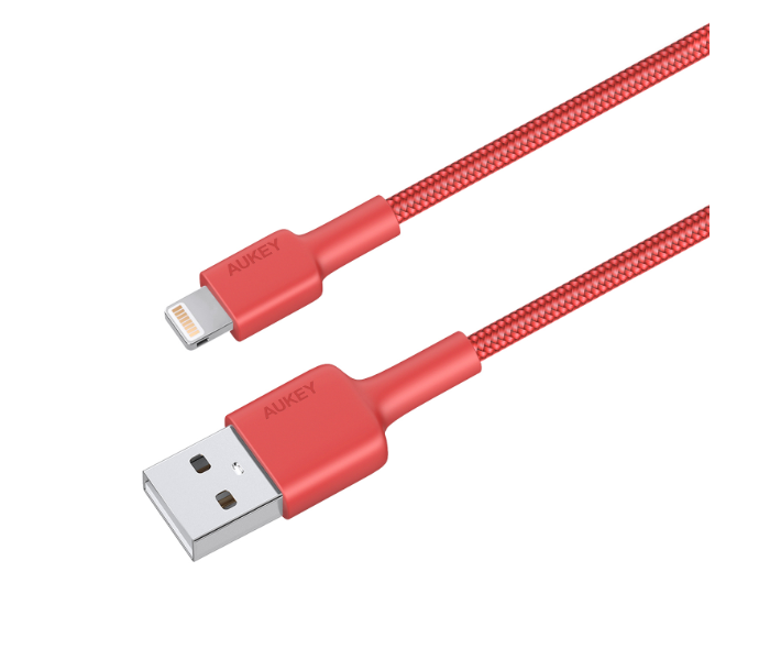 Aukey BAL3R 1.2m MFi Lightning 8 pin Sync and Charging Cable Braided Cable - Red - Zoom Image 2