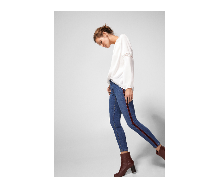 Springfield AW18 Fancy Denim Trouser EU 36 For Women - Blue and Brown - Zoom Image 1