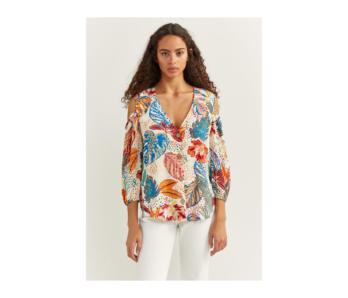 Springfield SS20 Printed Shoulder Shirt  EU 34 For Women - Beige - Zoom Image 1