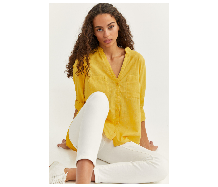 Springfield SS20 Long Sleeve Plain Shirt EU 42 For Women - Yellow - Zoom Image 1