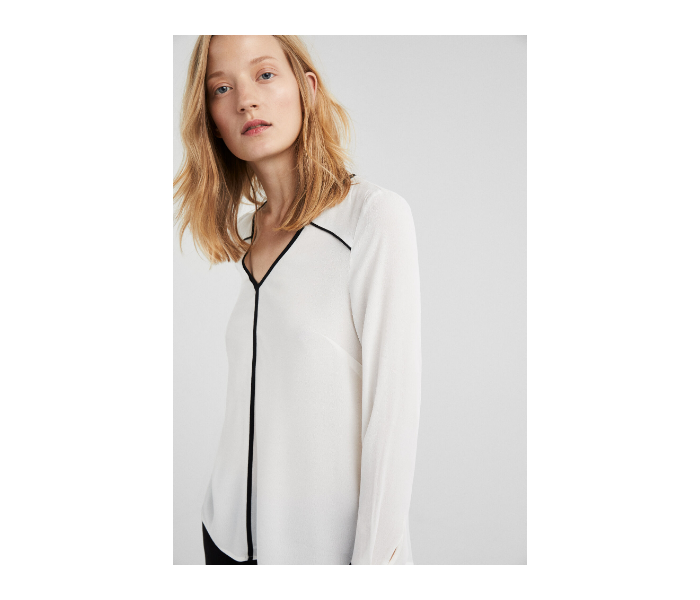 Springfield SS19 Long Sleeve Plain Blouse EU 38 For Women - White and Black - Zoom Image 4