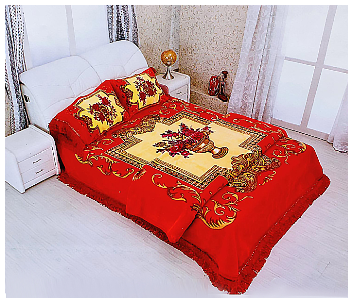 Tiger Four Season Double Bedsheet 4 Pcs Set - Orange - Zoom Image