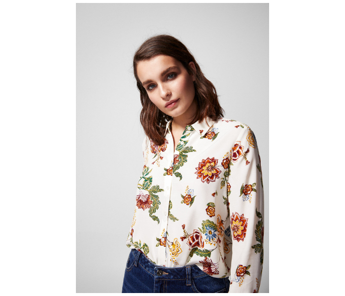 Springfield SS19 Long Sleeve Floral Blouse EU 42 For Women - Light Cream - Zoom Image 3