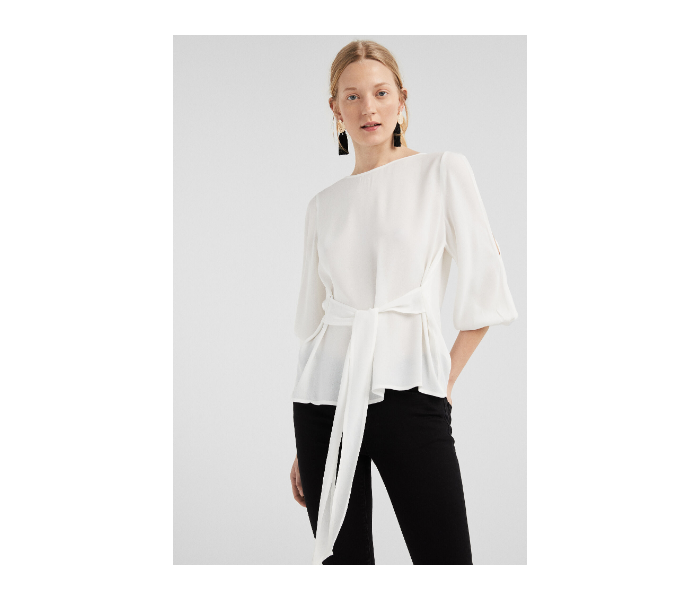 Springfield SS19 Long Sleeve Plain Blouse EU 42 For Women - White - Zoom Image 1