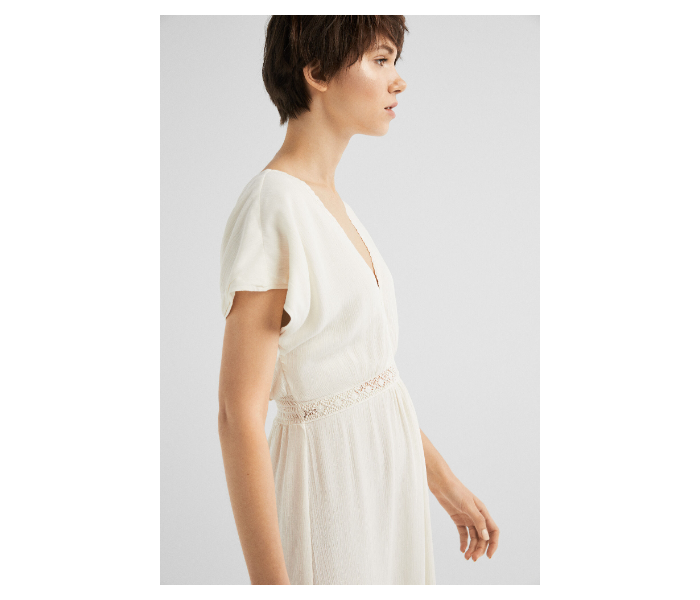 Springfield SS19 Knit Dress With Lays EU 42 For Women - White - Zoom Image 4