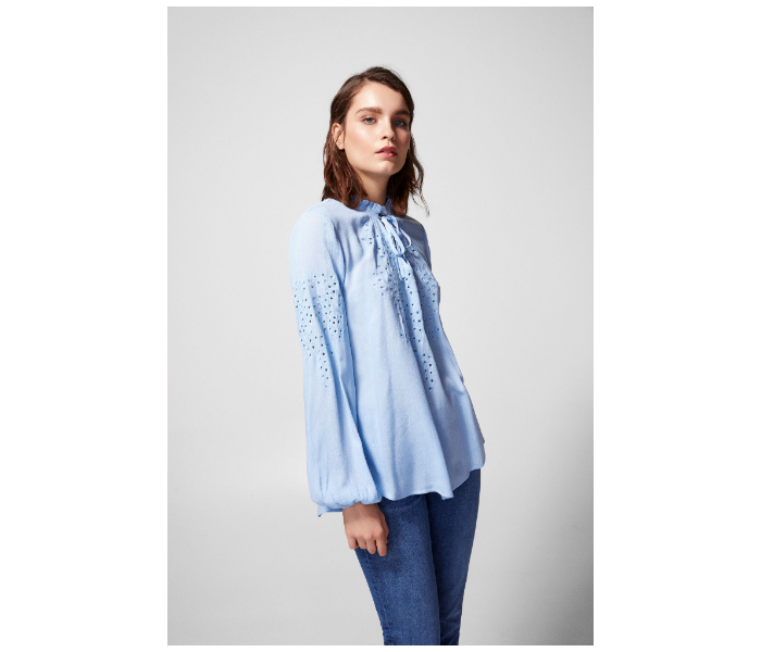 Springfield SS19 Long Sleeve Plain Blouse EU 38 For Women - Medium Blue - Zoom Image 4