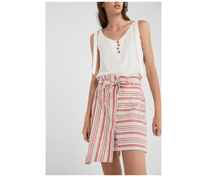 Springfield SS19 Striped Mini Skirt Medium For Women - White and Pink - Zoom Image 1