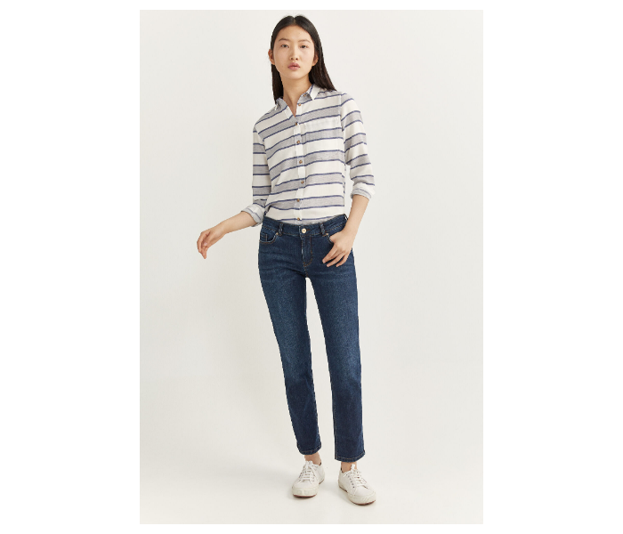 Springfield SS20 Long Sleeve Striped Shirt EU 42 For Women - White and Blue - Zoom Image 2