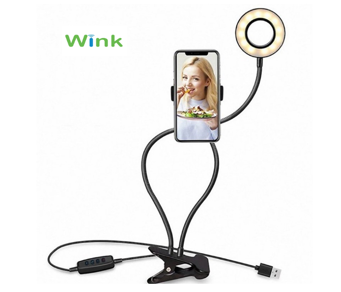 Wink Ring Light Table Top with Clip and USB and Phone Holder - Black  - Zoom Image