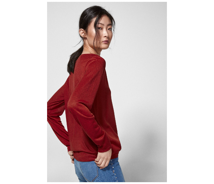 Springfield Plain Long Sleeve T-Shirt Medium For Women - Maroon - Zoom Image 2