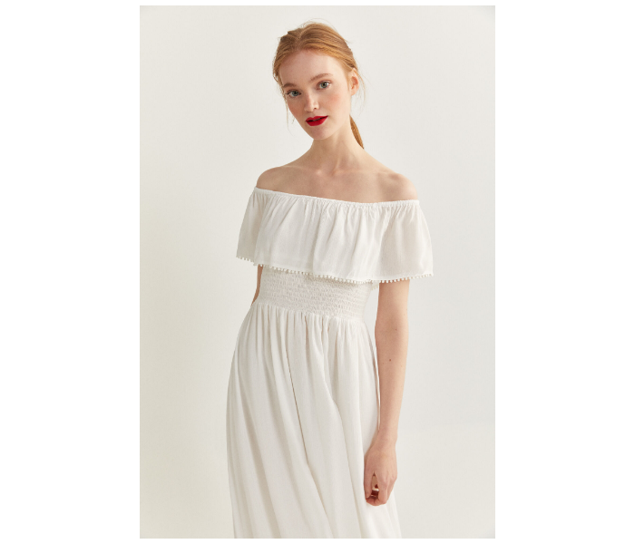 Springfield SS20 Off-Shoulder Knit Dress EU 40 For Women - White - Zoom Image 4