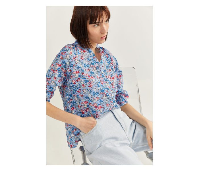 Springfield SS20 Long Sleeve Floral Blouse With Button Closure EU 38 For Women - Blue - Zoom Image 4