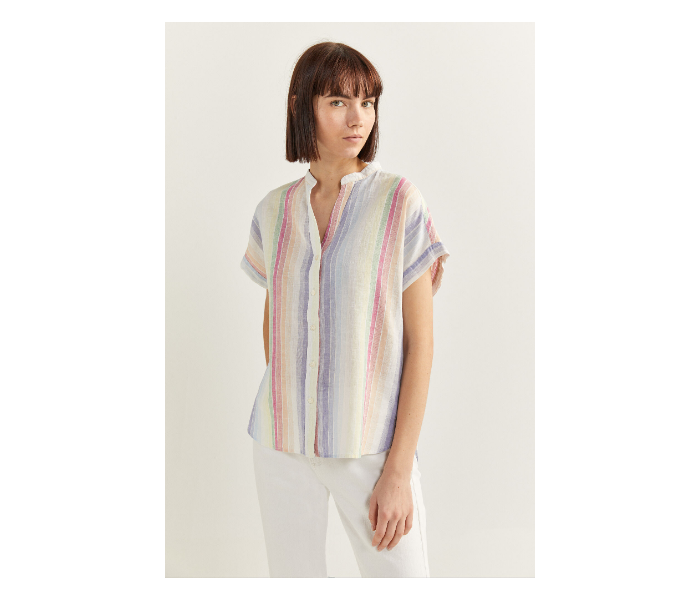 Springfield SS20 Striped Short Sleeve Blouse EU 34 For Women - Blue and Pink - Zoom Image 1