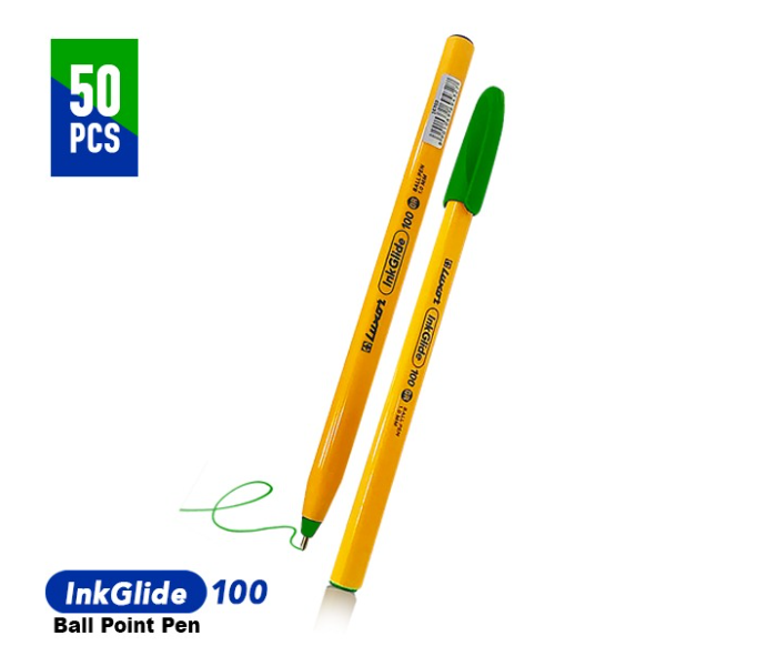 Luxor 50 Pcs Ink Glide Ball point Pen - Green - Zoom Image 2