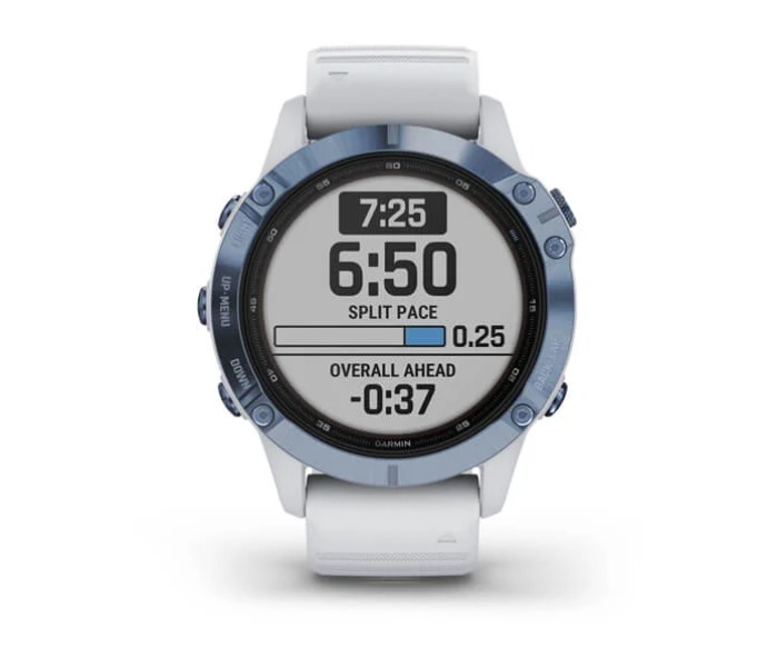 Garmin 010-02410-19 Fenix 6 Pro Solar Edition Mineral Blue with Whitestone Band GPS - Zoom Image 5